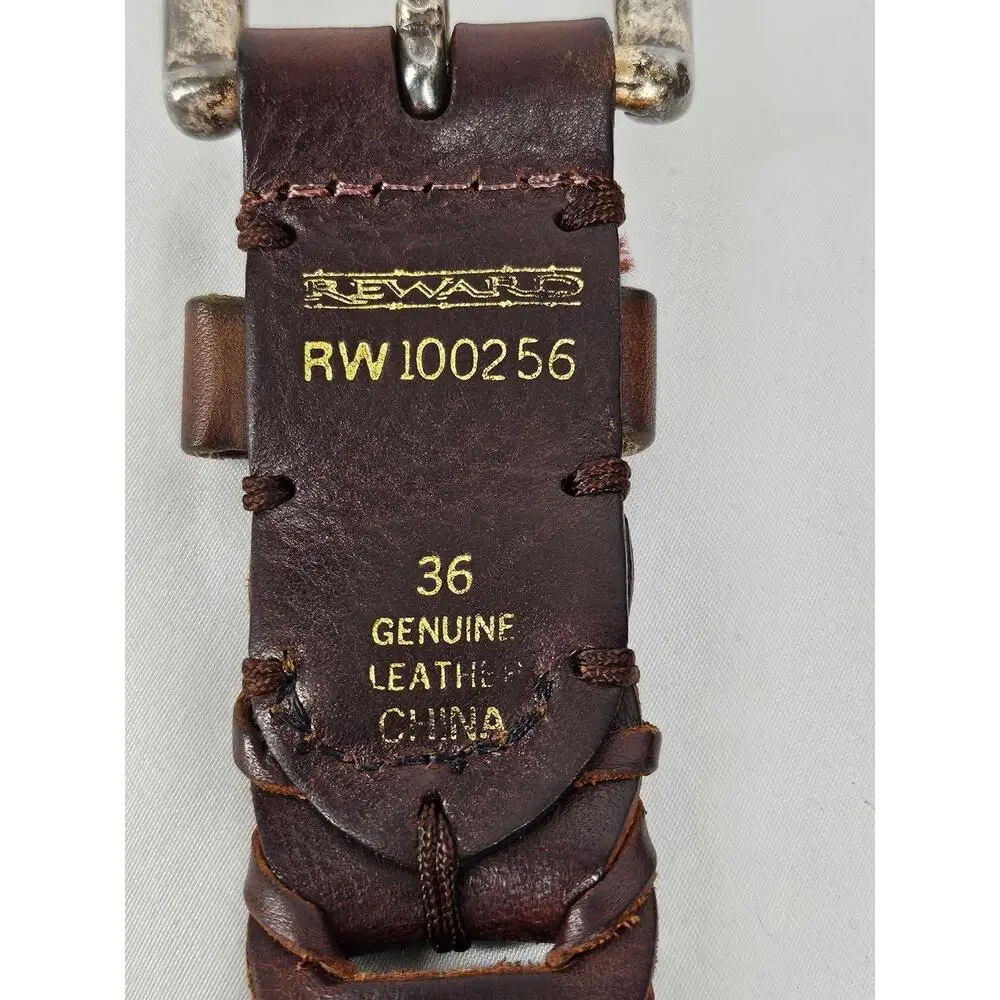 REWARD BRAND GENUINE LEATHER BRAIDED BELT SIZE 36 - DARK BROWN